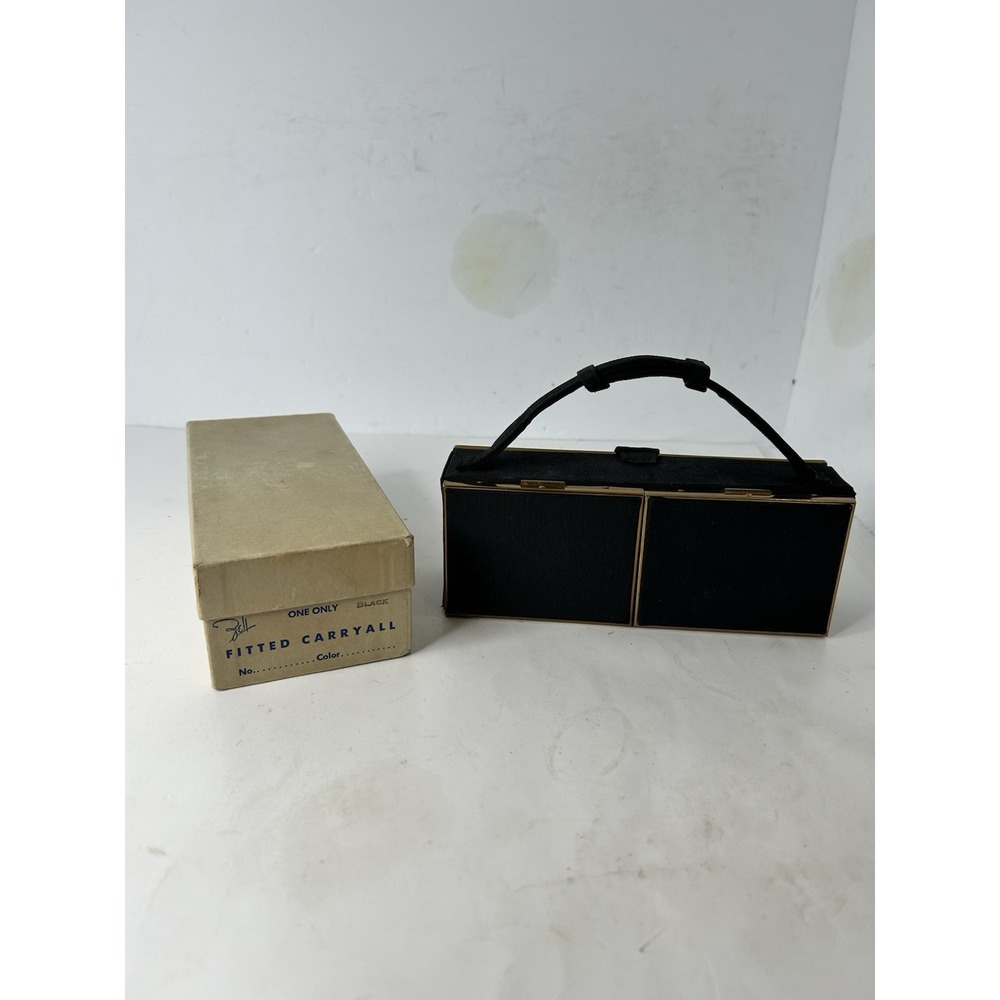 Zell Fifth ‎ Avenue Vintage Vanity  compact Purse Black & Gold EUC